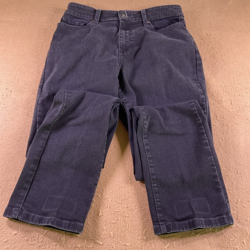 LL Bean Womens Classic Fit Jeans Black Straight Leg Stretch Denim Size 10 MT